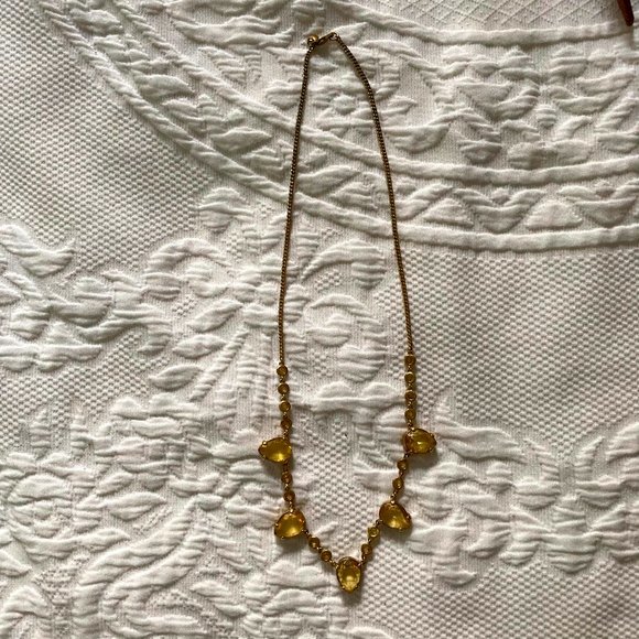 Medium Gold Statement Necklace with Yellow Stones - Picture 2 of 3